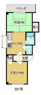 ハイツいわさか301号【301号室】の間取り
