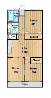 三愛荒江マンション【203号室】の間取り