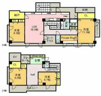 ラムール六甲山ノ手【2階】の間取り