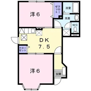 ハーモニータウンE【1階】の間取り