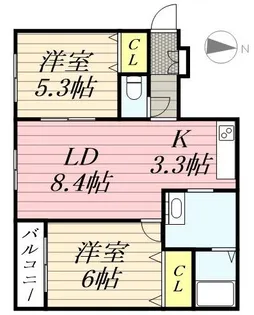 メゾンクー・ドゥ・クール【0205号室】の間取り