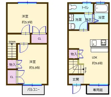 シャトーリ牧御堂B棟【102号室】の間取り