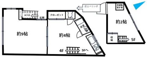 奥田ビル【4F号室】の間取り