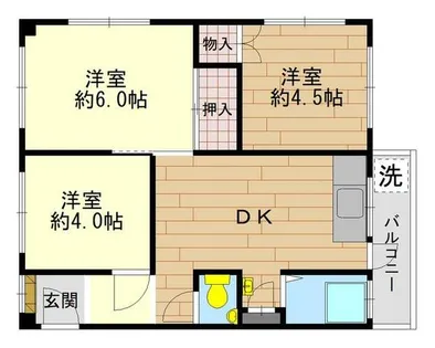 六甲マンション【4階】の間取り