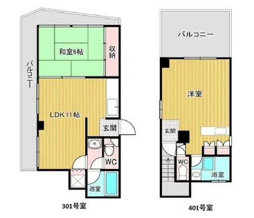 コテージ南風【301号室】の間取り