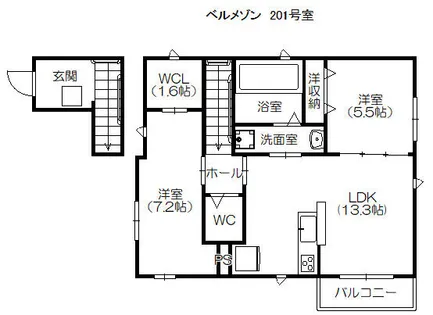 ベルメゾン神戸宮川町【2号室】の間取り