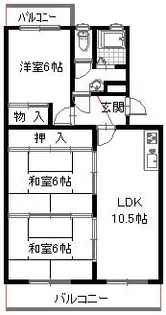 第2やまと【402号室】の間取り