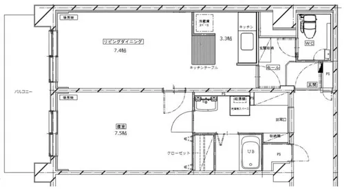 しんたくハイツ南大通S【707号室】の間取り