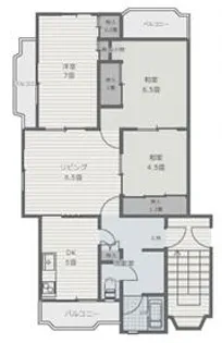 城の宮第二住宅14号棟【1階】の間取り