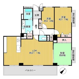 ユニハイム北野田【4階】の間取り