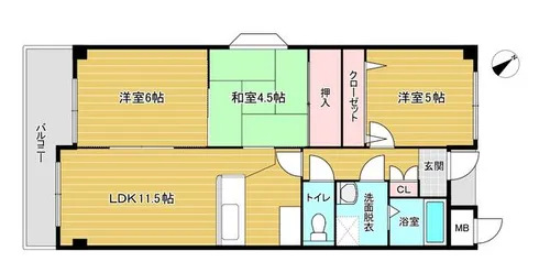 荻野ガーデンパレス【3階】の間取り