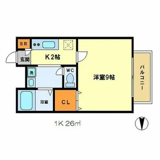 アムール一乗寺【2-0203号室】の間取り