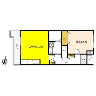 フレール芦屋朝日ヶ丘7号棟【4階】の間取り