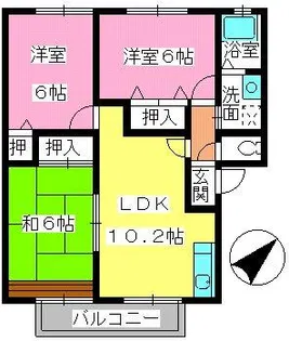 ティアラ大橋【2階】の間取り