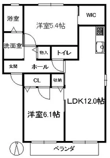 アーバヒルP【102号室】の間取り