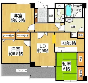 ライオンズマンション檜尾【102号室】の間取り