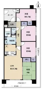 ヴィオヌール新金岡 東館【815号室】の間取り