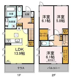 Avenir cour【A103号室】の間取り