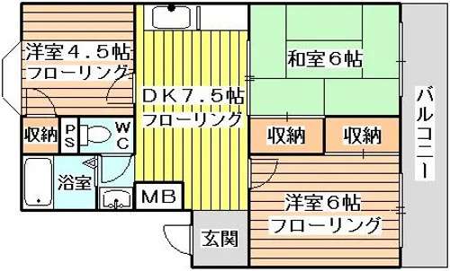 モリハイム菅原Ⅲ【203号室】の間取り