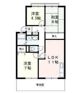 サンビレッジ大野【1階】の間取り