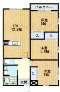 ブランボヌール小倉【201号室】の間取り