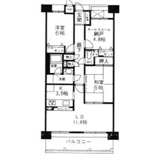 清荒神ヒルズ【8階】の間取り
