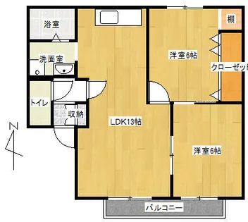 サンシャイン朝暉A棟【202号室】の間取り
