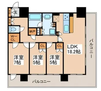 ブランズタワー御堂筋本町【21階】の間取り