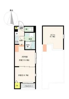 ハーモニーテラス深草東伊達町Ⅱ【203号室】の間取り
