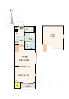 ハーモニーテラス深草東伊達町Ⅱ【203号室】の間取り