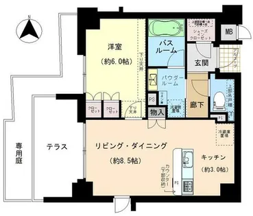 プレイズ御所南【1階】の間取り