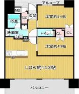 ザレジデンス寺田町駅前【13階】の間取り