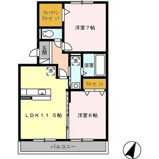 セジュール賀茂【1階】の間取り