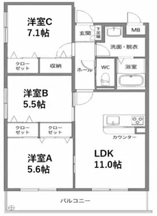 MIC行橋グランスクエア【401号室】の間取り
