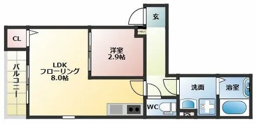 THE NOBLES 二日市駅前【101号室】の間取り