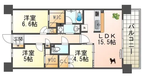 クラッシィハウス尼崎 GRAND PLACE【14階】の間取り