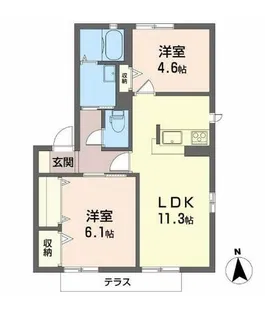 ピエモンヌⅢ【101号室】の間取り