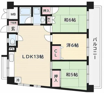 ライオンズマンション泉【4階】の間取り