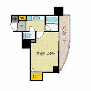 エスリード天神第2【3階】の間取り
