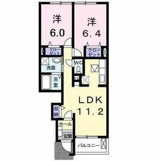 グランツ柳瀬【1階】の間取り