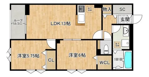 ラ フローラ住吉【101号室】の間取り