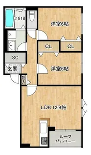 ラ フローラ住吉【203号室】の間取り