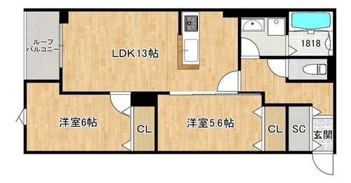 ラ フローラ住吉【302号室】の間取り