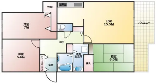 RICウエストコート4番街南棟2号館【7階】の間取り