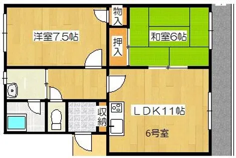 グリーンハイム嵯峨【306号室】の間取り