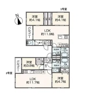 Delica城野【1階】の間取り