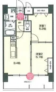 NO.72-Iタイプ H・E・T【20階】の間取り