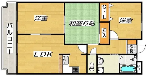 グリーンマンションⅢ【2階】の間取り