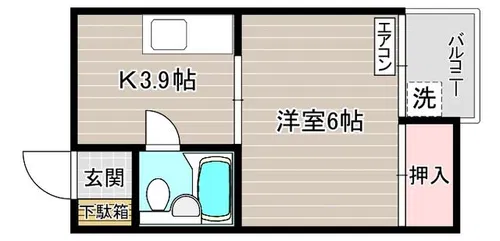 ワンケイ足立【2G号室】の間取り