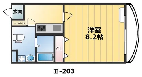 アヴニール六甲Ⅱ【203号室】の間取り